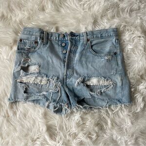 Levi’s jean shorts, size 28, distressed, light wash